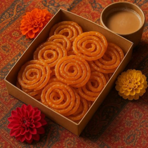 Premium jalebi sweet box, elegantly packaged for gifting during festivals