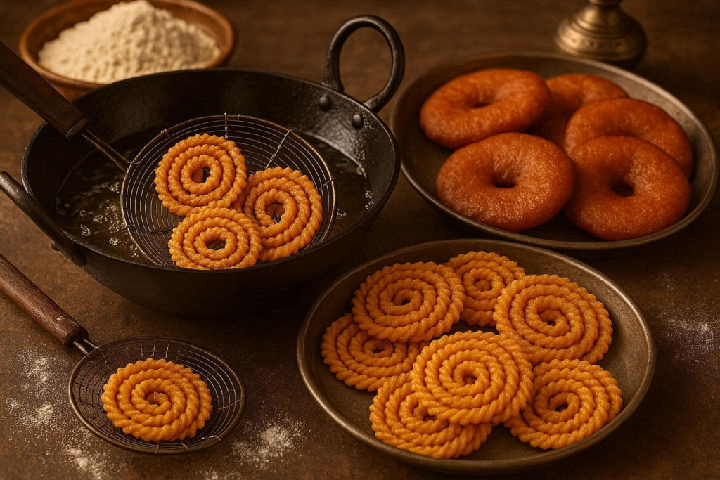 preparation of crispy muruku, athirasam