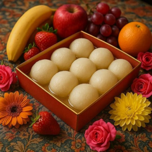 Soft, spongy Rasagulla in sugar syrup from Lakshmi Sweets Madurai